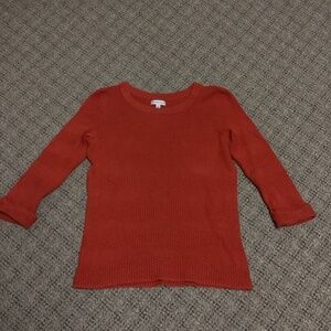 Croft & Borrow Burnt Orange 3/4 Sleeve Crewneck Sweater * Size S
